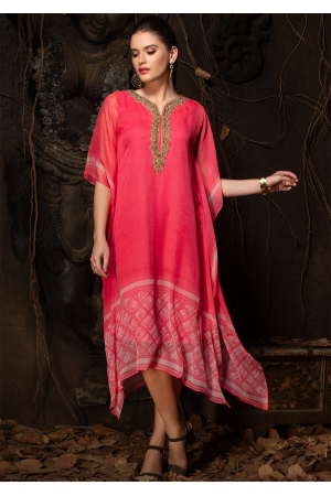 Pink Color Designer Chiffon Kurti